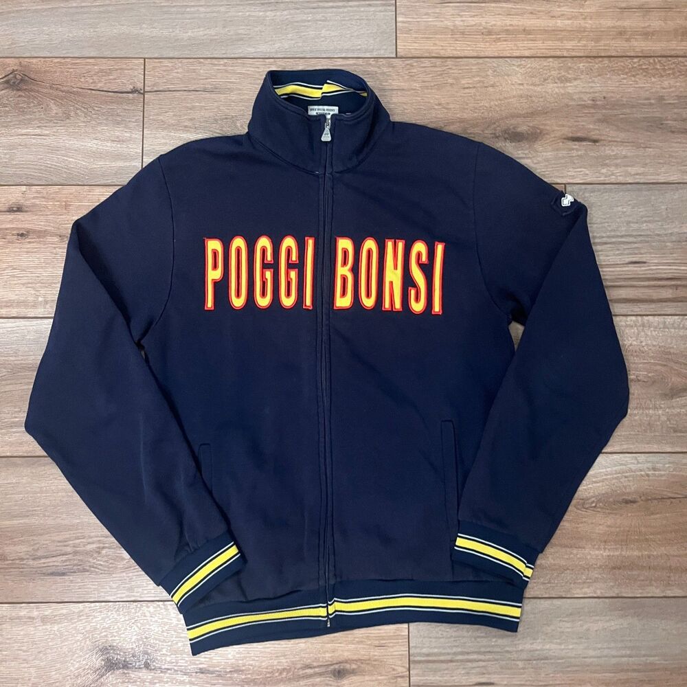 Vintage Errea Blue Full Zip Track Jacket Poggibonsi Italy Souvenir Sweatshirt L